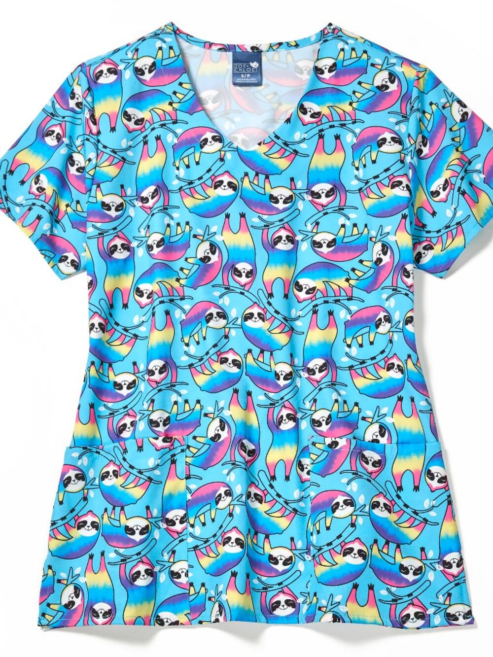 Zoe+Chloe Performance V-Neck Print Scrub Top